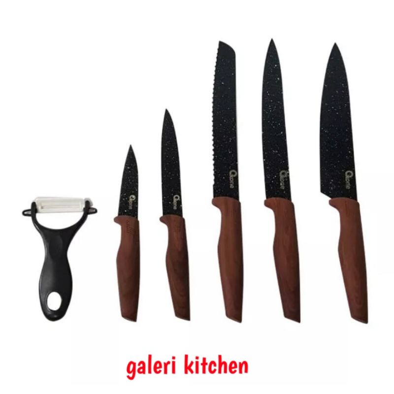 Oxone black Marble knife 6 set,Pisau Oxone,Pisau Dapur OX 605 Original