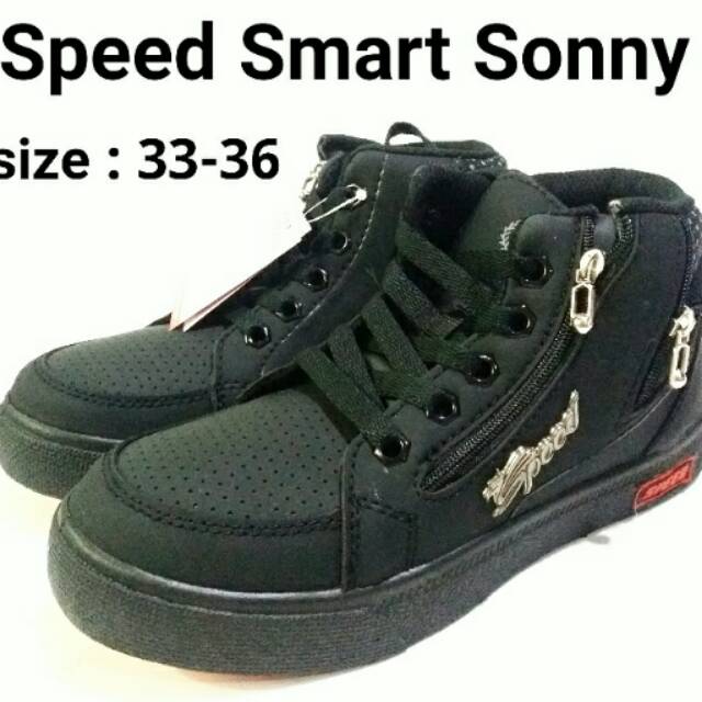 Sepatu sekolah full black speed smart sonny sepatu termurah dan terbaru