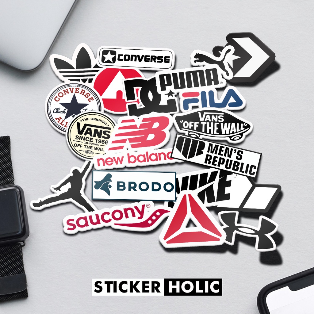 18 Pcs Sticker Aesthetic Logo Sepatu Vans Nike Jordan anti air untuk laptop helm tumblr