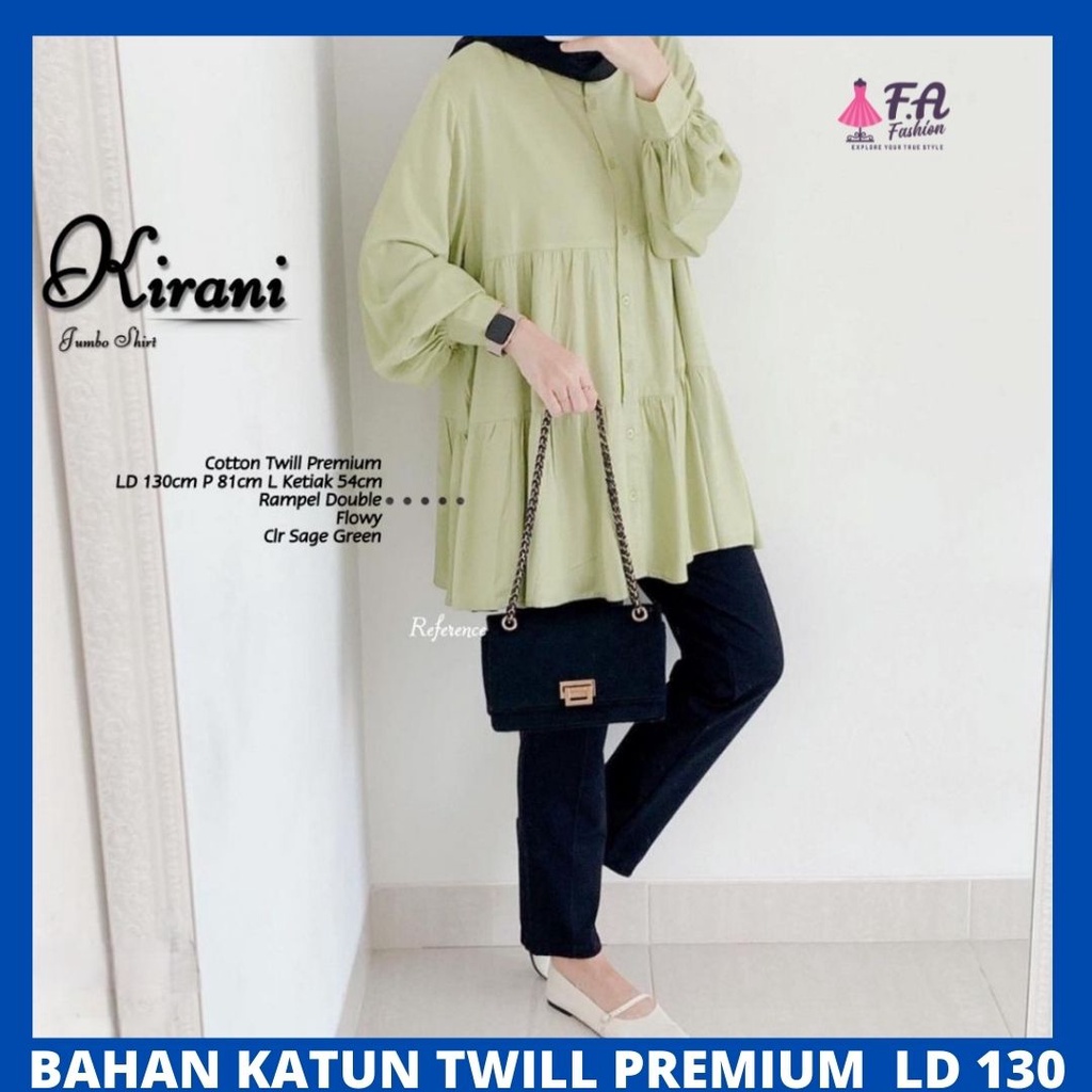 kirani jumbo shirt baju pakaian atasan kemeja blouse oversize ld 130 bigsize big size polos busui fr
