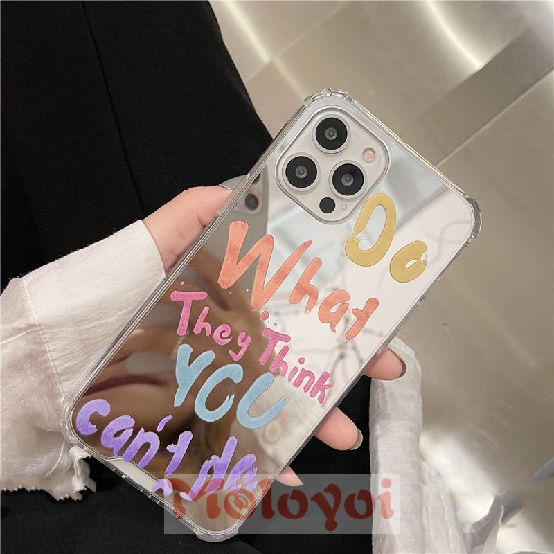 Soft Case Bahan TPU Desain Alfabet Inggris Dengan Cermin Makeup Untuk IPhone 7Plus 8Plus 12 11 13 Pro Max 7 8 11 XR X Xsmax SE 2020