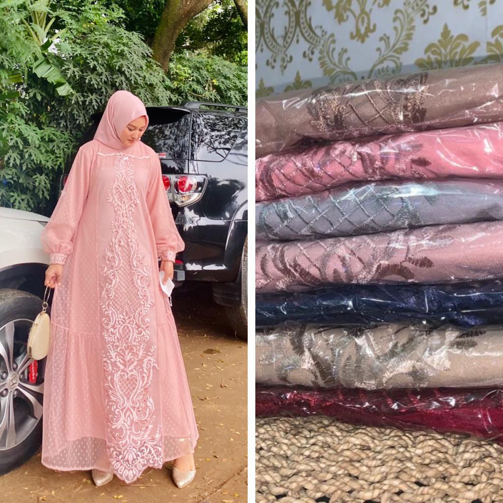 Dress Cassandra Kania Dress Brukat terbaru ori by mercy AMBARWATI muslimah syari ootd fashion modis pesta xl