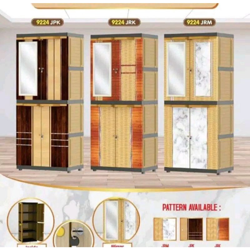 Lemari pakaian Naiba miror susun 4 jersy/Boston