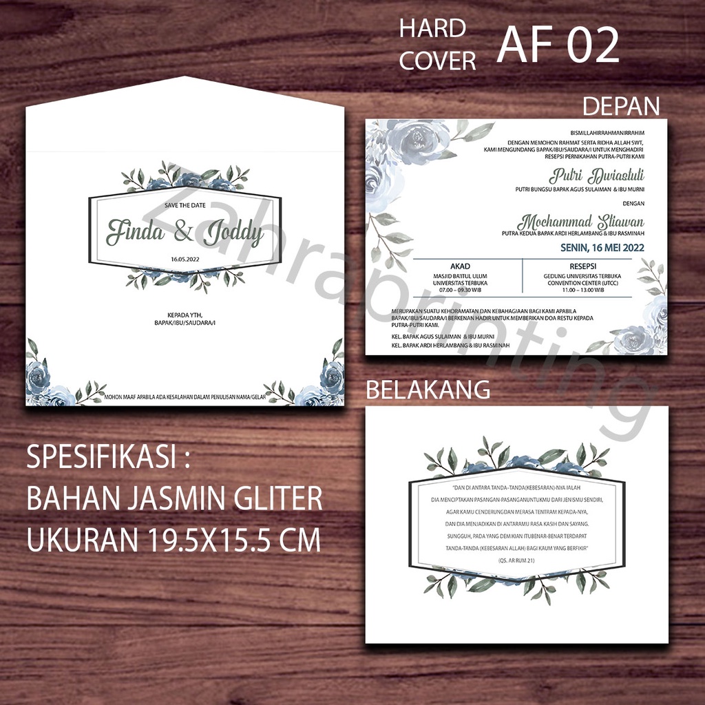 UNDANGAN HARD COVER MINIMAL 50 PCS