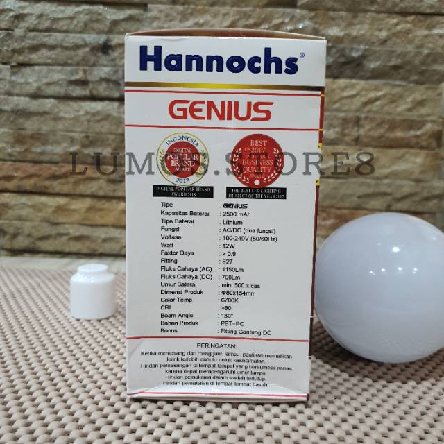 Lampu LED AC/DC Hannochs 12 Watt GENIUS