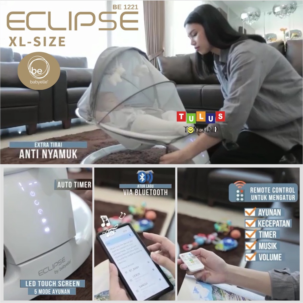 Ayunan elektrik bayi Babyelle ECLIPSE Automatic Baby Elle Swing Chair kursi bouncer otomatis eclips