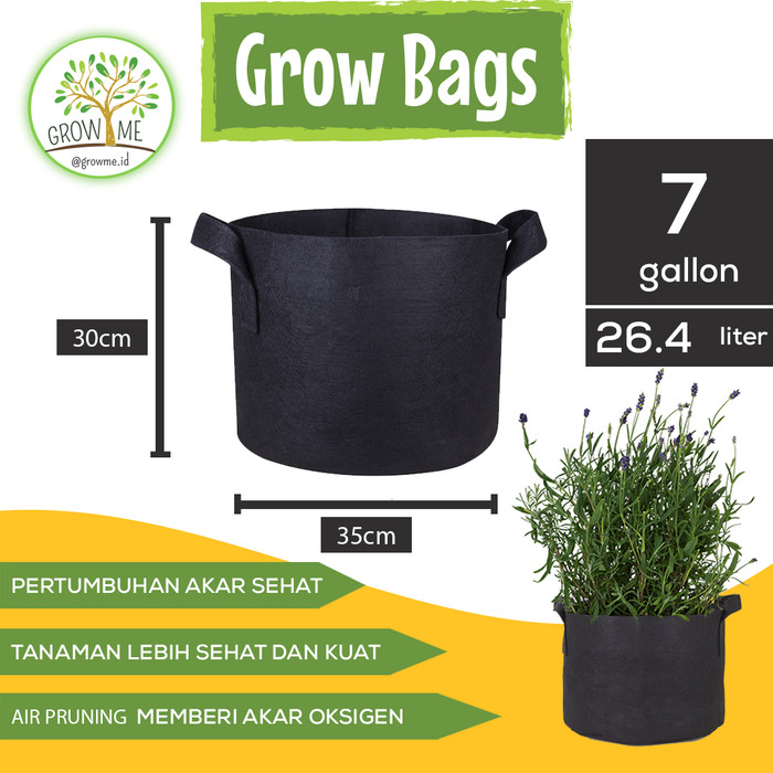 Grow Bags 7 Gallon Black - Planter Bag, Pot Tanaman, GrowMe.id