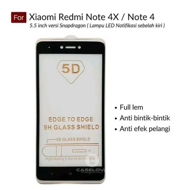 Tempered glass redmi note 4/note 4x full cover