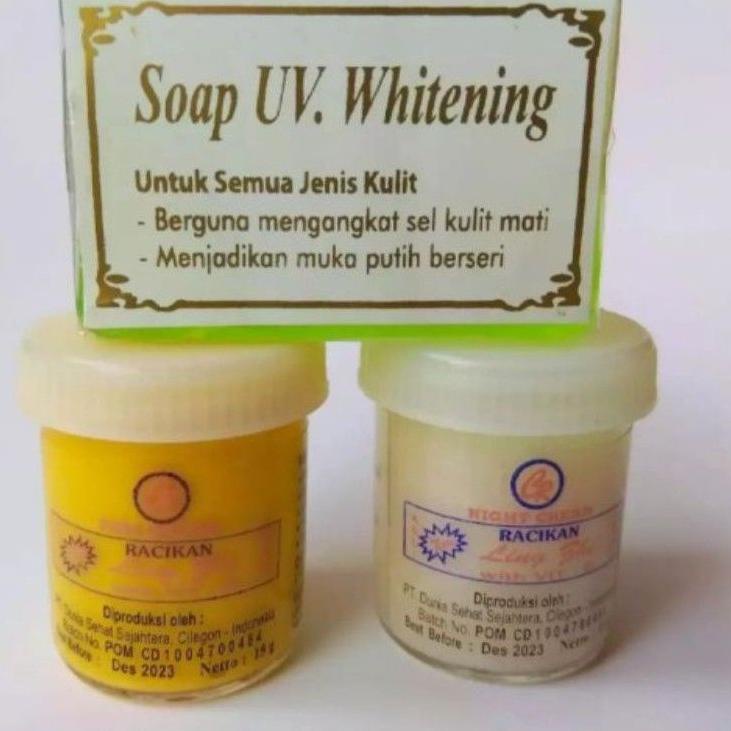 [14] Paket cream ling zhi original plus sabun uv whitening hijau/cream lingzhi siang dan malam plus 