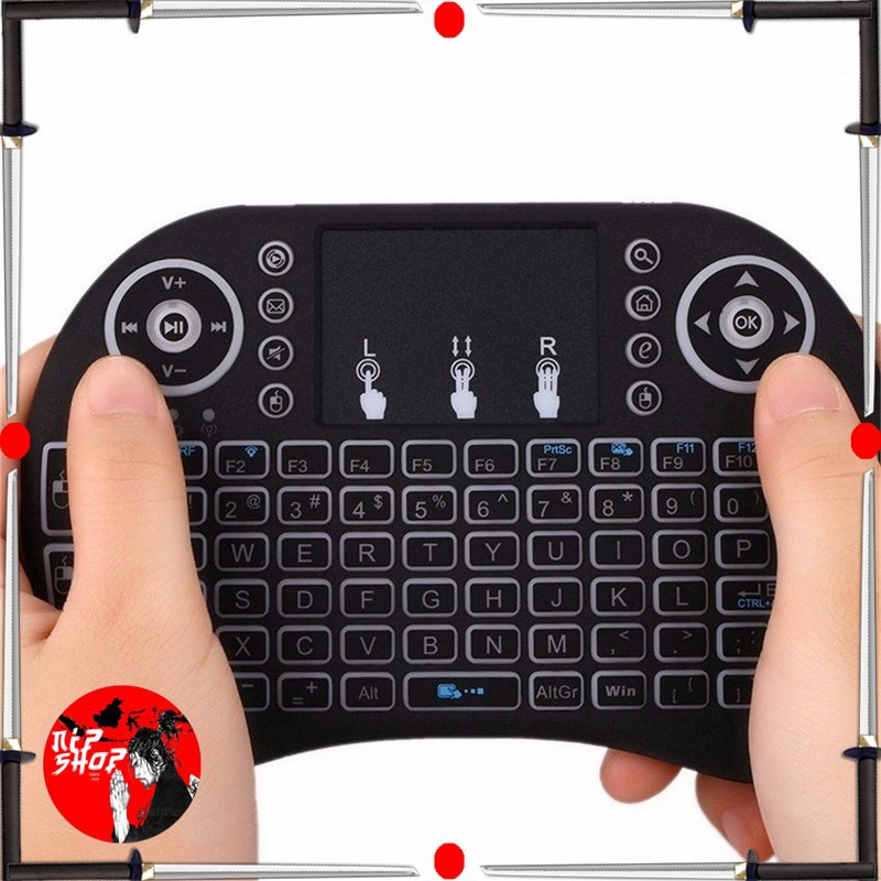 Air Mouse Wireless Mini Keyboard RGB 2.4GHz Dengan Touch Pad - I8 - Black