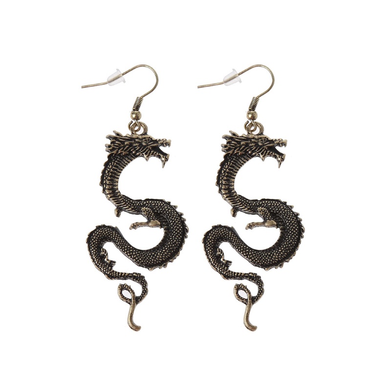 SIY  Vintage Bronze Firery Dragon Hook Earrings Dragon Totem Drop Earrings Jewelry