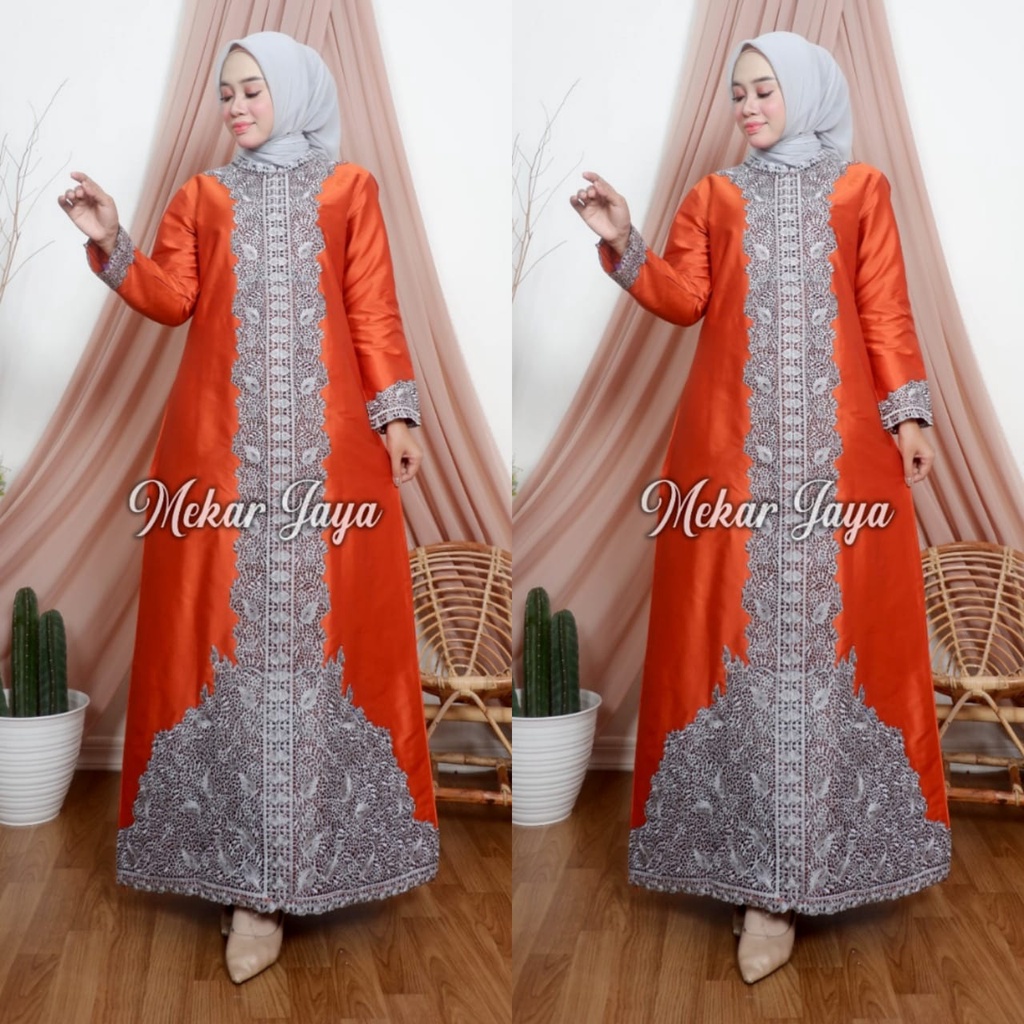 WILI MUSLIM / GAMIS FULL BORDIR BAHAN TAFFETA RESLETING BELAKANG / GAMIS PESTA / KEBAYA PESTA / GAMI