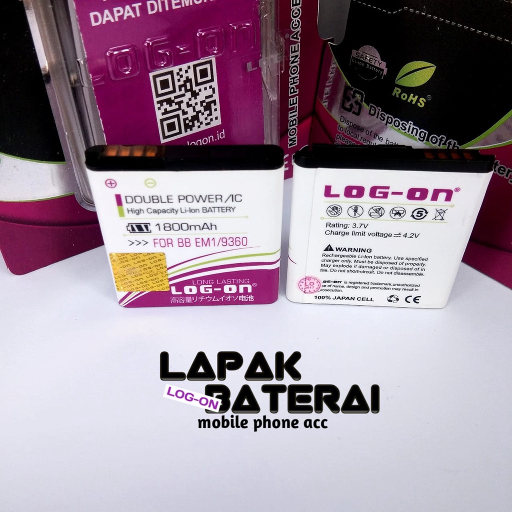 LOG - ON Baterai BLACKBERRY 9360 EM1 - batre 9360 em1 battery ORIGINAL