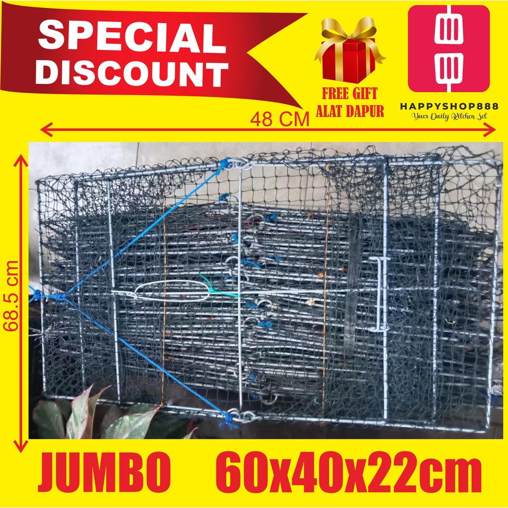Jaring / Bintur / Bubu Perangkap Rajungan Kepiting Ikan Keong Siput Jumbo 60x40x22cm