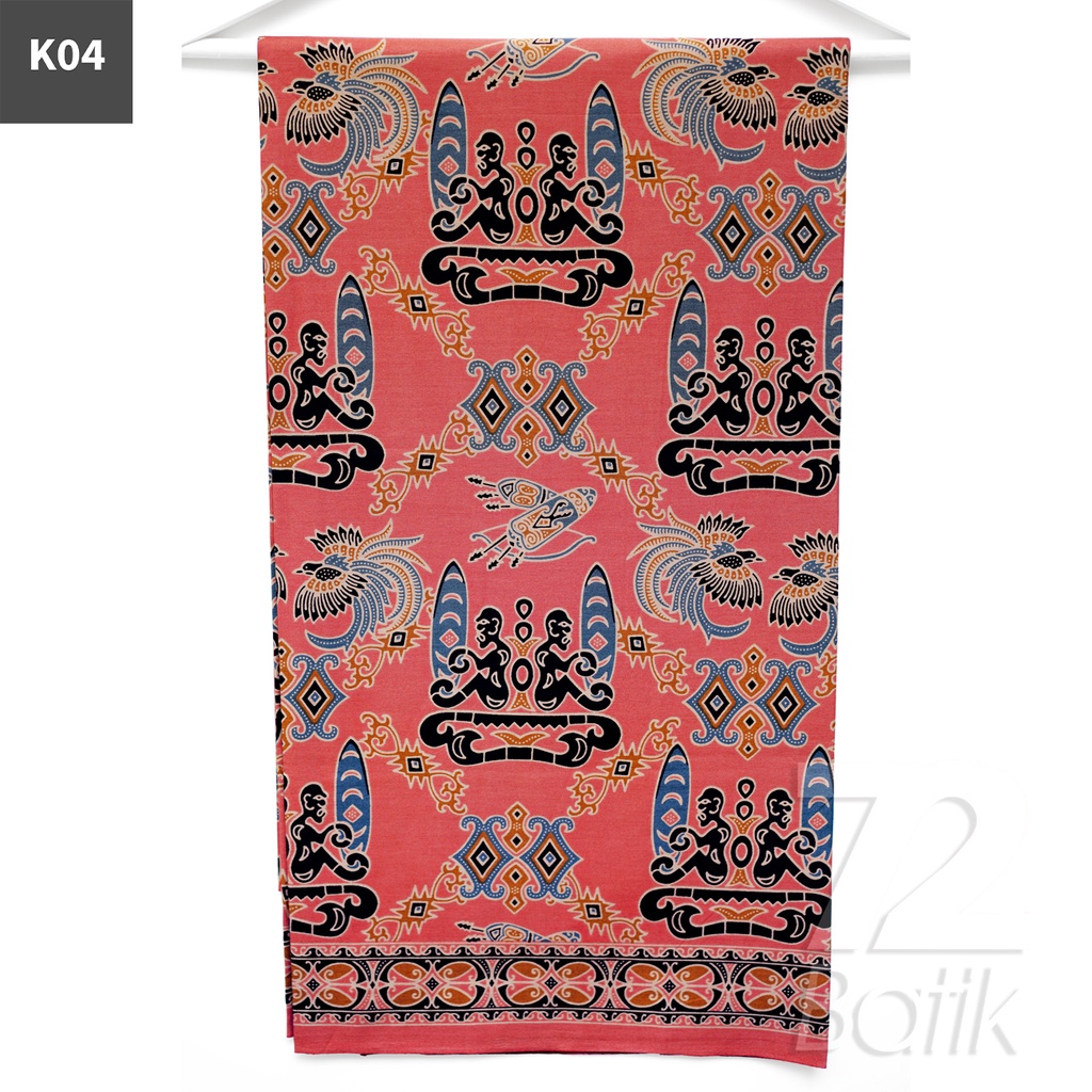 KAIN BATIK PREMIUM Bahan Katun Motif Burung Asmat Warna Peach 721145 Cap 72 Jarik Jarit Samping Kebat Panjang Batik Katun Modern Premium Bahan Seragam Batik Pernikahan Kantor Keluarga Murah Kamen Jadi Batik Bali Lembaran