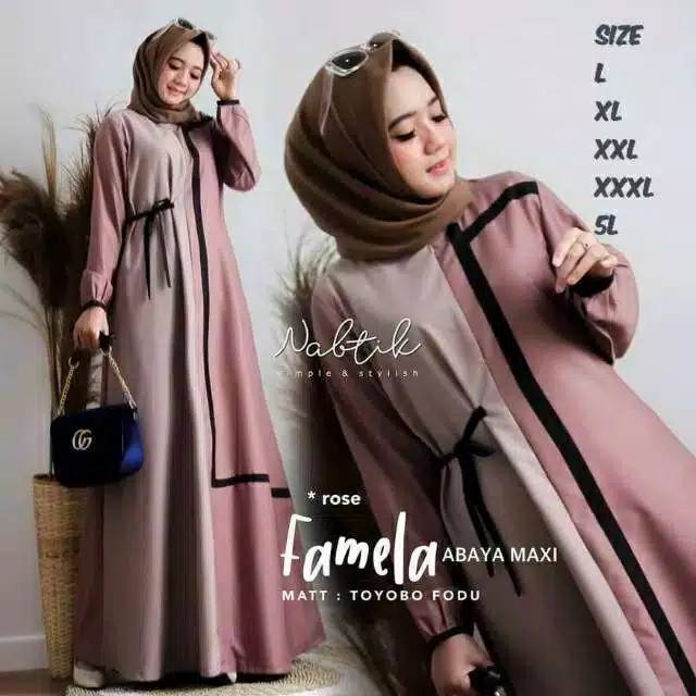 gamis jumbo ukuran L XL XXL XXXL XXXXL LD 100 110 120 130 140 Gig Size Dress menyusui Famela