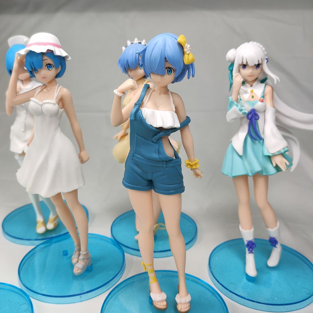 Needway  Christmas Gift Rem Action Figure 6Pcs/Set Rem Swimsuit Figure Re:Life In A Different World From Zero Girl Figure Figure Toys 17CM Birthday Present Collection PVC Rem Anime Figure