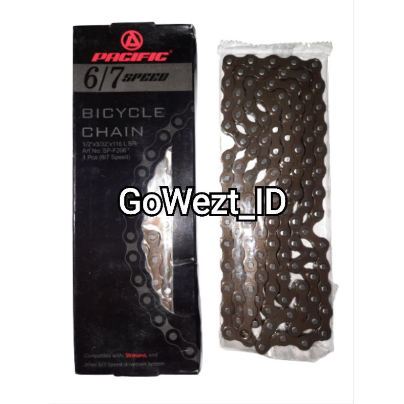 Rantai Sepeda MTB Fixie Lipat 1/2&quot; x 3/32&quot; x 116 L 6/7 Speed PACIFIC | High Quality