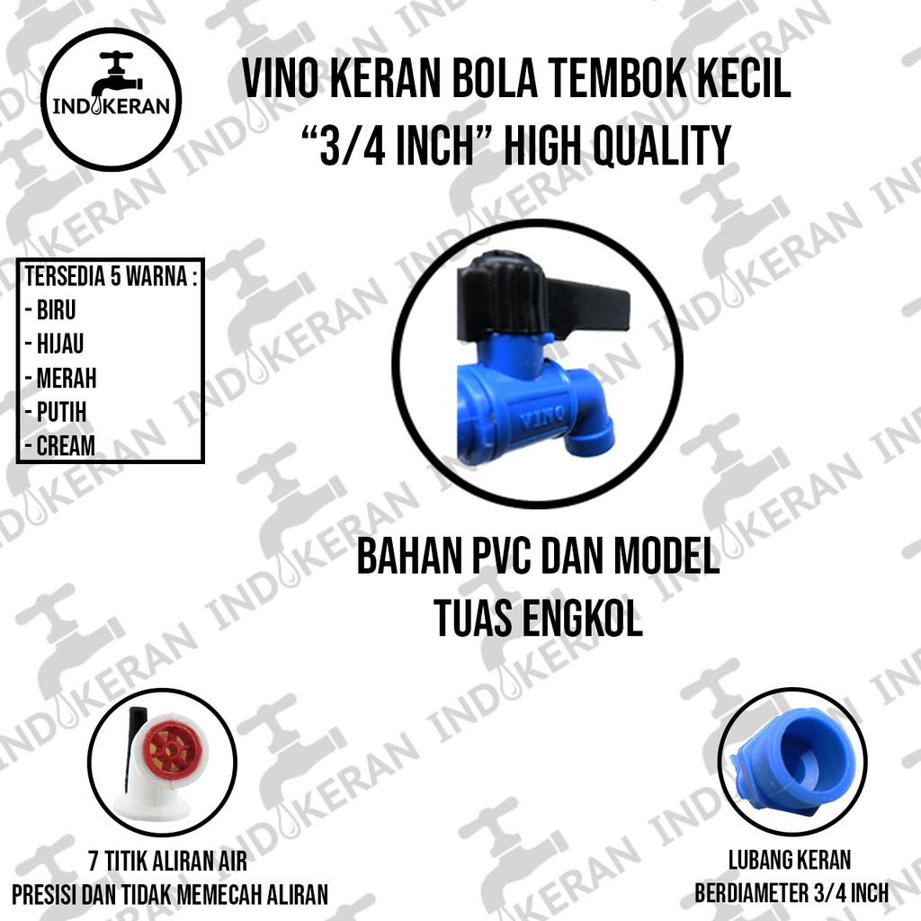 VINO - Kran Air Bola Tembok Kecil - 3/4 Inch - High Quality