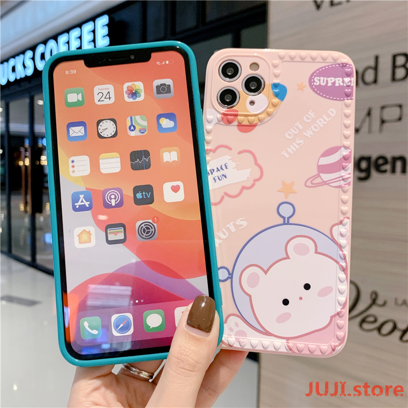 Lovely little girl Love Heart Camera Protection Candy Color Glossy Soft TPU Phone Case iPhone 12 11 Pro Max 7 8 Plus X XS MAX XR