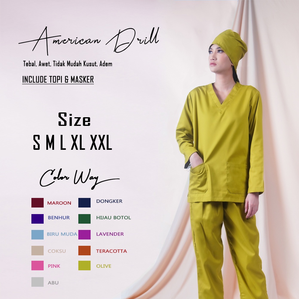 Baju oka Seragam Petugas Medis OK Lengan Panjang Premium American Drill PART 1