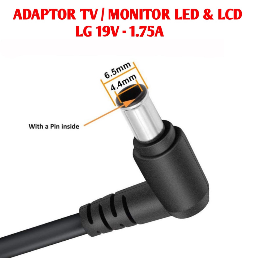 Adaptor Charger TV LED LCD / Monitor LG 19V 1.7A / 2.1A Bonus Kabel Power