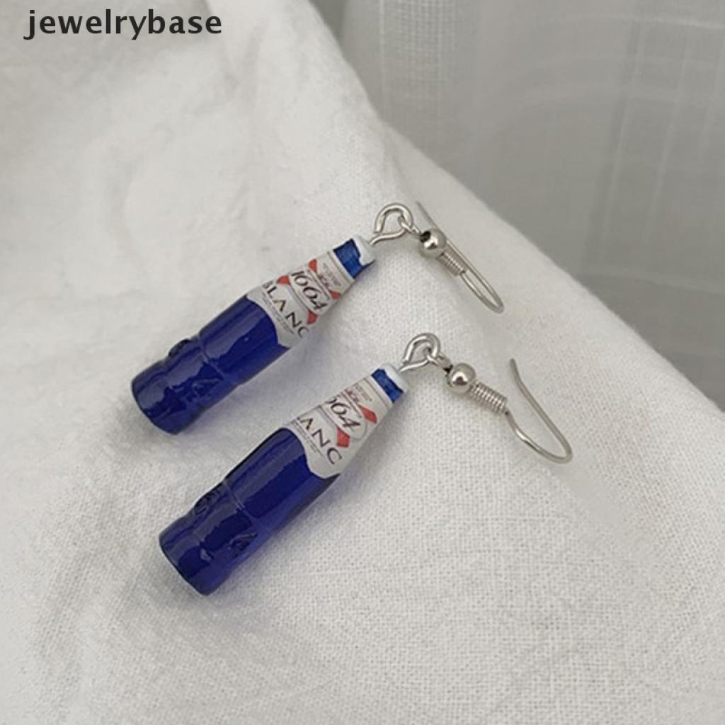 1 Pasang Anting Bentuk Botol Bir Bahan Resin Untuk Wanita