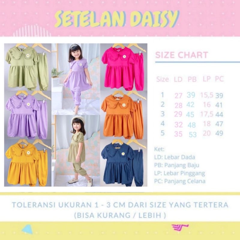 PROMO 7.7 Setelan Anak Daisy Original Smilee Premium 1 - 5 Tahun / Oneset Kids Good Quality Termurah Setelan Fashion Anak Sehari hari cotton combed 30s Adem Lucuna Set