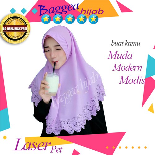 Jilbab Hijab Instan Modern Modis Untuk Wisuda Pesta Laser Pet Model Langsung Pakai Motif Satin