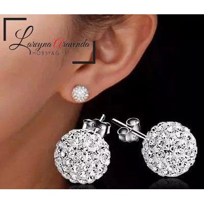 Anting Wanita Titanium Model Bola Lucky Ball Kristal Crystal AT014