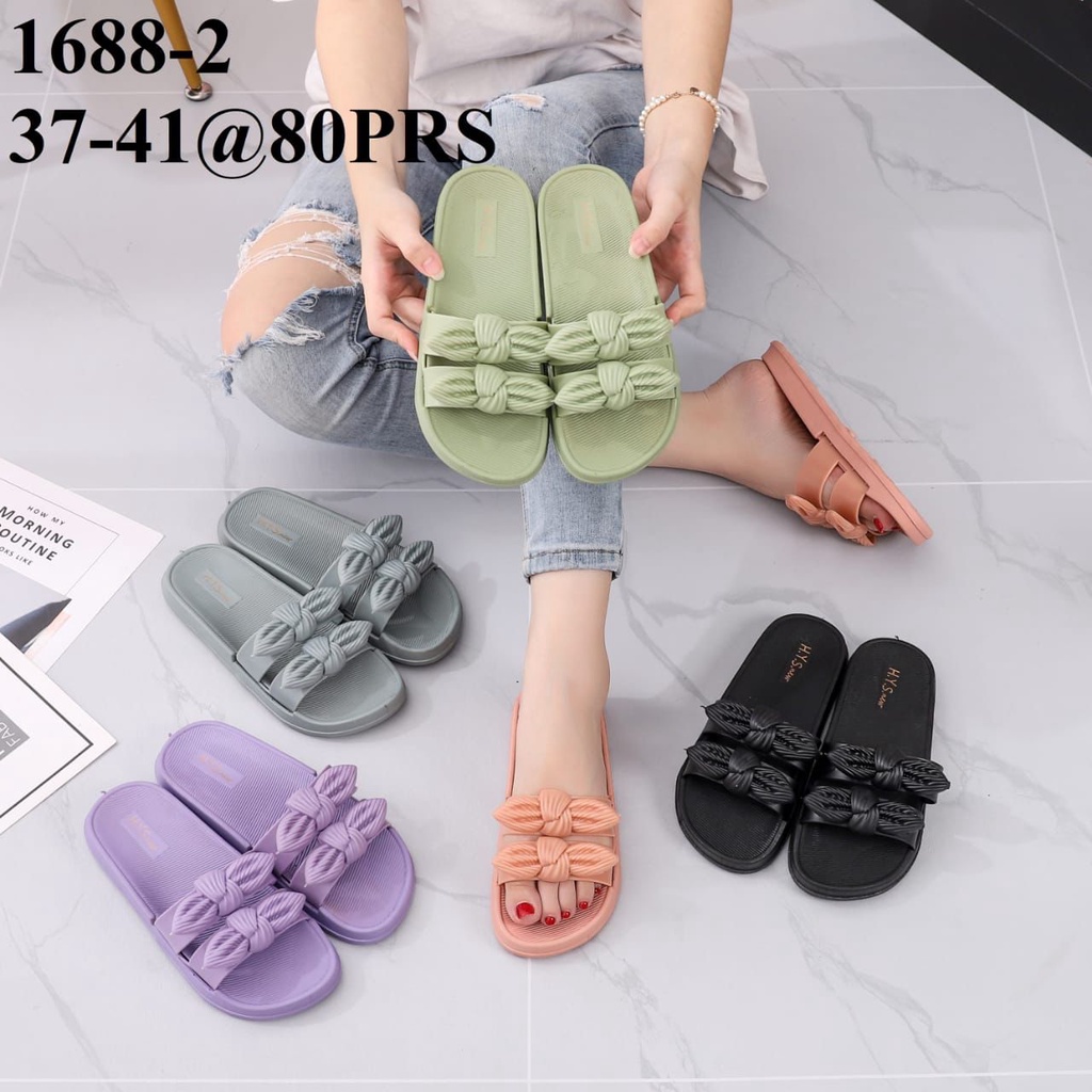 Sandal Selop Jelly Wanita PITA DOUBLE 1688-3 Import / Sandal Jelly Serut Wanita Korea Import Karet Elastis Balance 202 - 6B CLDY