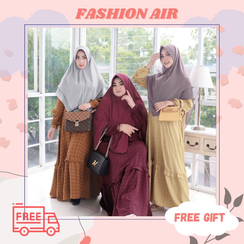 GAMIS MOTIF DOT KECIL 3D TWOTONE BAHAN RAYON CRINCKLE ORIGINAL NECTARINIA by WNJ