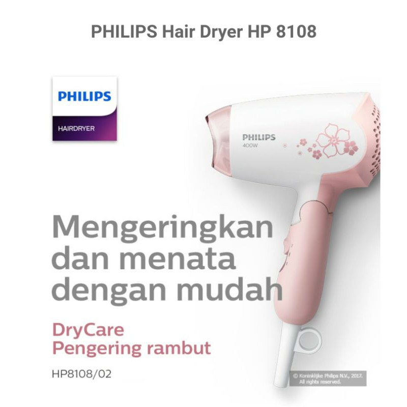 Philips Hair Dryer / Hairdryer  HP8108 Garansi Resmi Philips Indonesia 2th