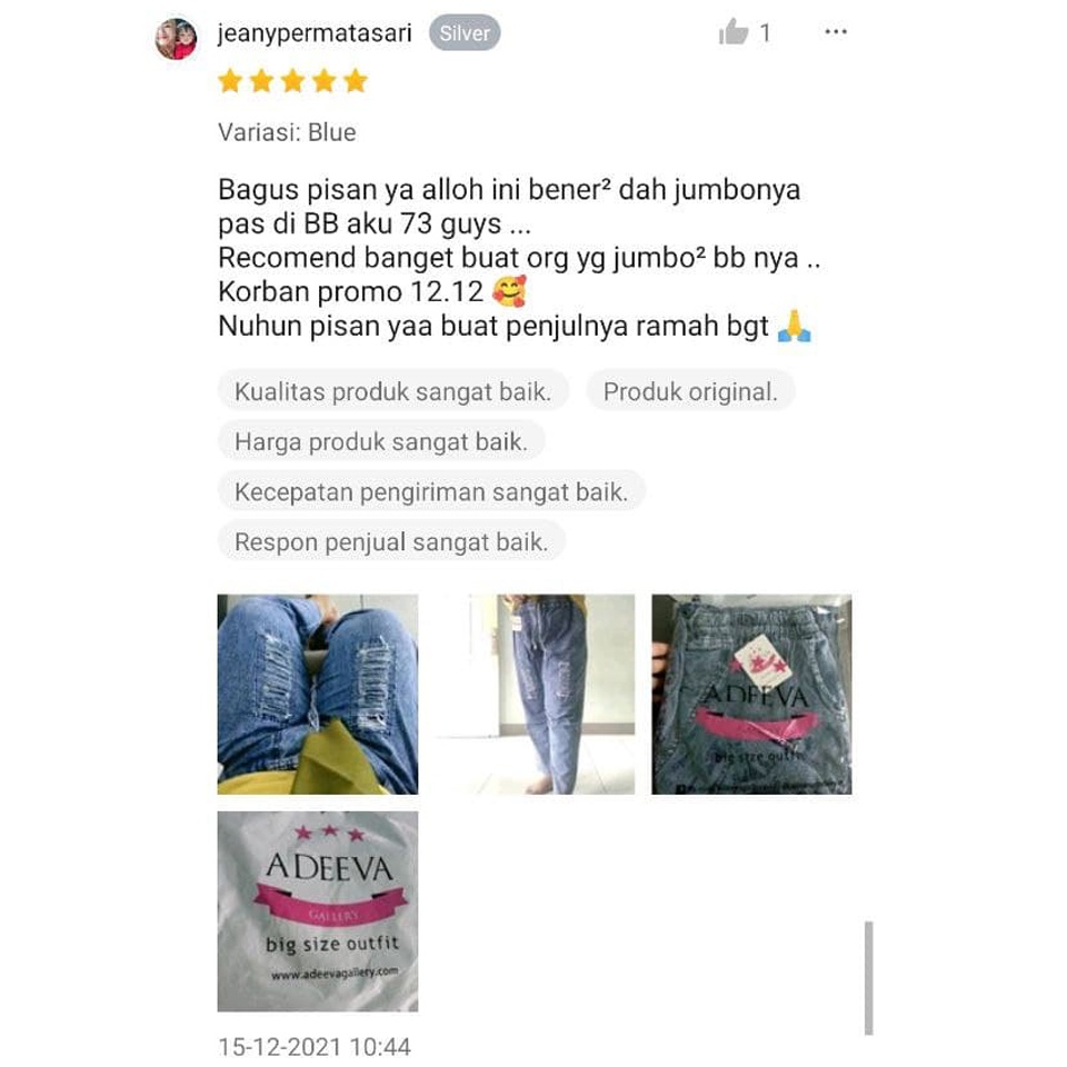 ADEEVA Redea Pants Jumbo Celana Jeans Wanita Jumbo