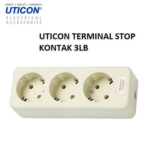 UTICON Stop Kontak 3 Lubang - Terminal Kuningan Colokan Listrik ST 138