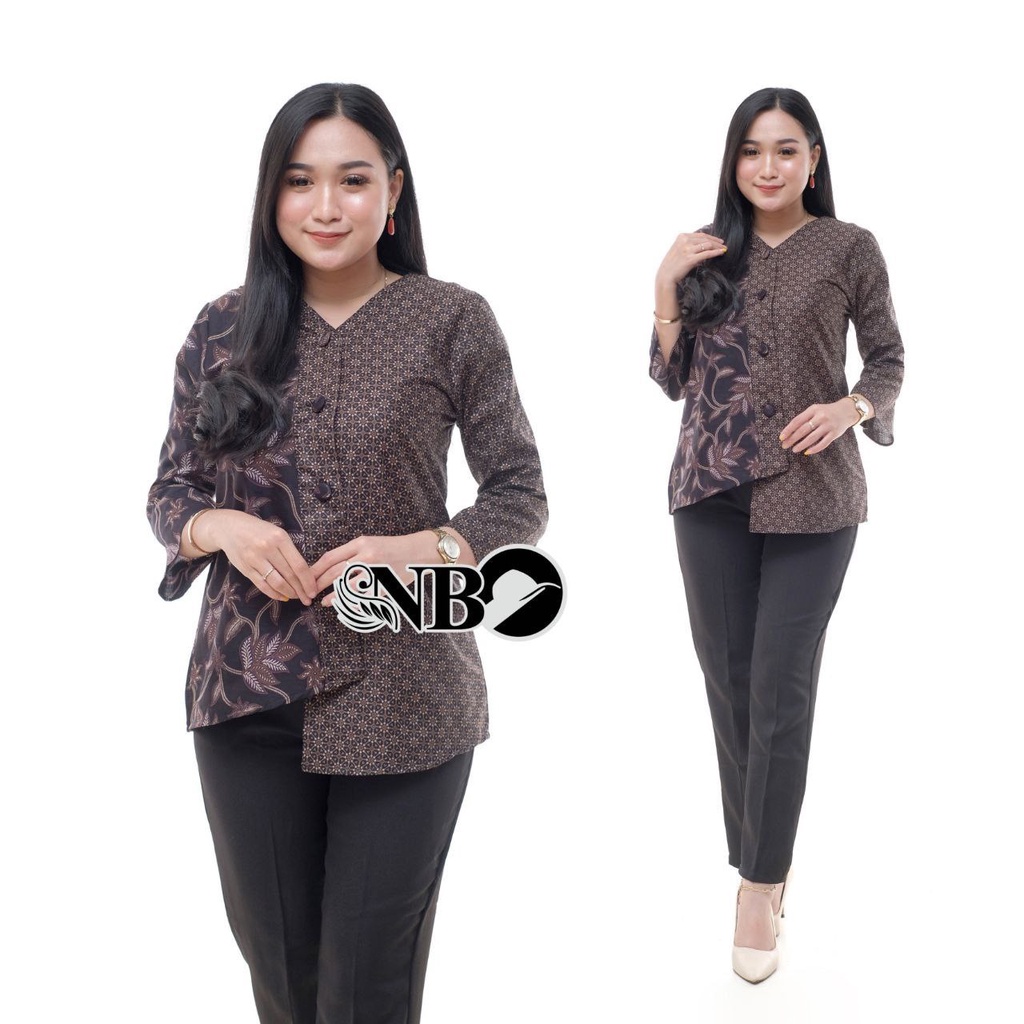 Batik wanita ASJ SA HRB026 Kenongo Kemeja Tosca Pendek-6