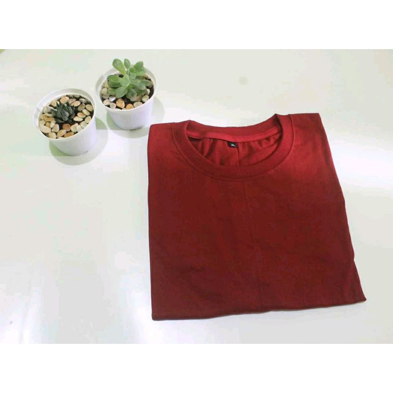 KAOS POLOS PRIA WANITA || WARNA MERAH MAROON