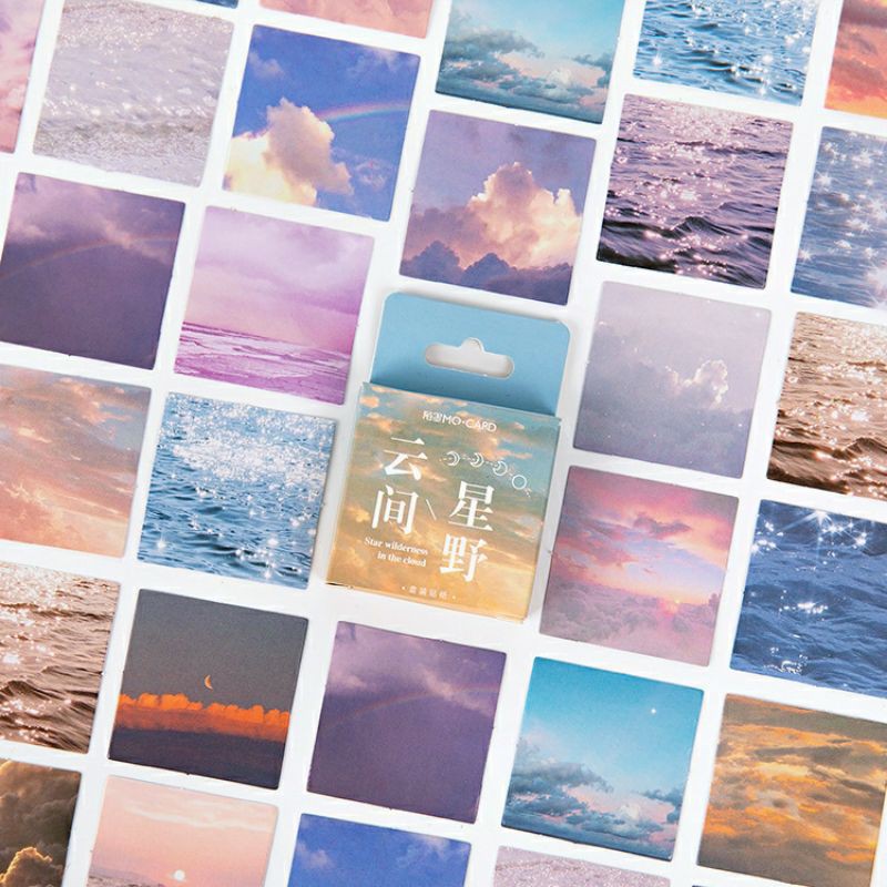

DEIGOODS❤ 46 Pcs Sticker Sky Sea Cloud Sunset Deco Aesthetic Dekorasi Bujo Journal DIY Scrapbook