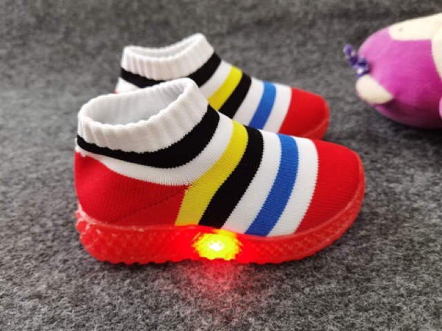 SEPATU LED CUTE MOTIP BOOT MODEL KAOS KAKI RAJUT HALUS