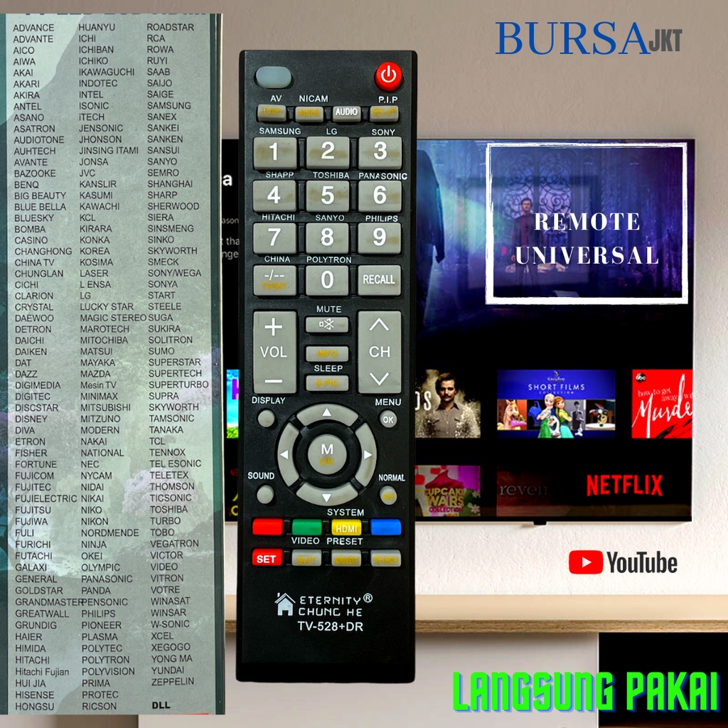 REMOTE REMOT  TV UNIVERSAL CHUNGHE 512 &amp; 528TR TABUNG LCD LED