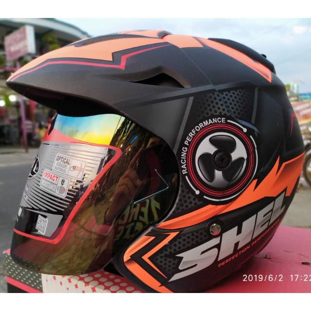 

SHELL MOTIF KACA PELANGI BLACK ORANGE STABILO DOFF