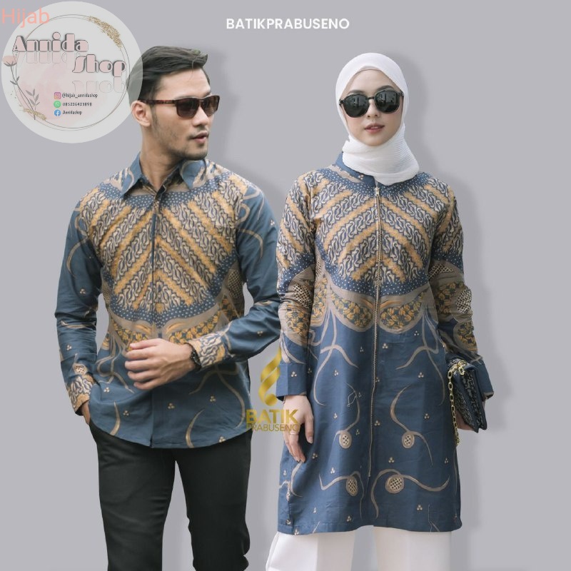 Batik sarimbit  Baju Pria Motif Ulfa Navy  Ori Dress Kondangan Etnik Batik Prabuseno Seragam Kerja  