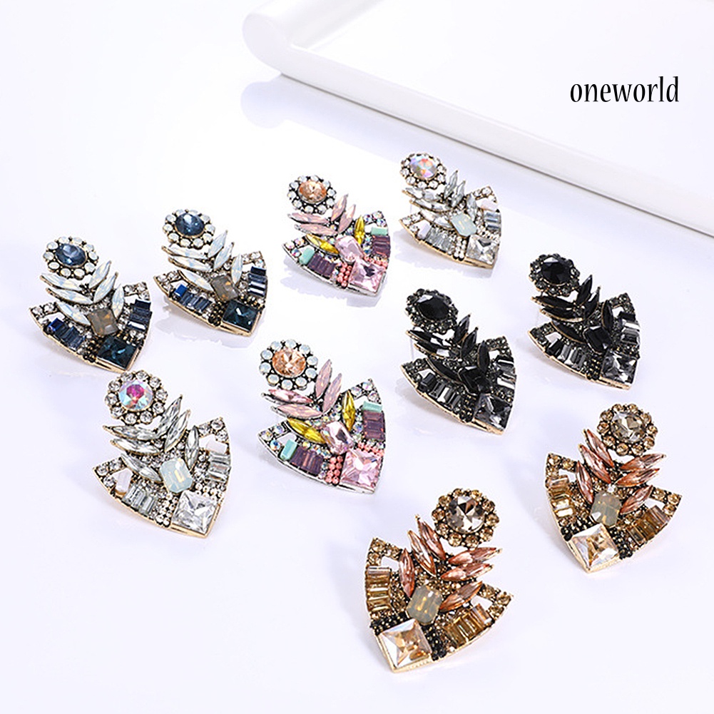 OW# Women Fashion Rhinestones Exaggerated Bohemian Ear Stud Earrings Jewelry Gift