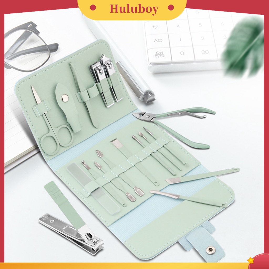 Huluboy Huluboy♡ 16pcs / Set Gunting Kuku Bahan Stainless Steel Untuk Manicure