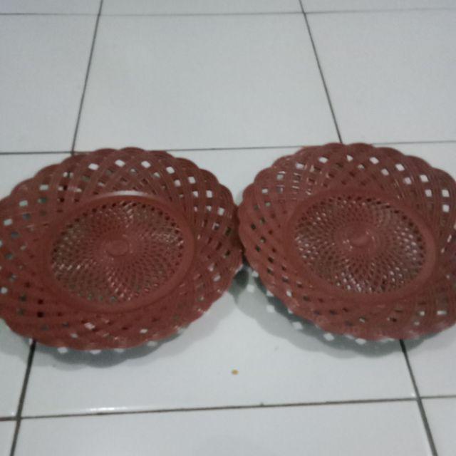 6pcs Piring Anyam Plastik Piring Rotan Lidi