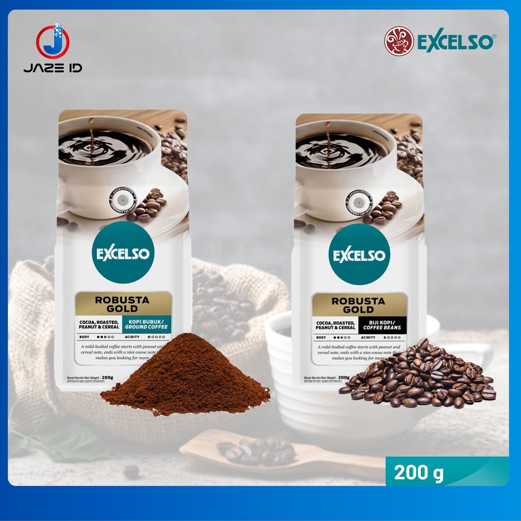 

Excelso Robusta Gold Coffee Kopi Biji Bubuk 200 gram 200g 200gr Beans