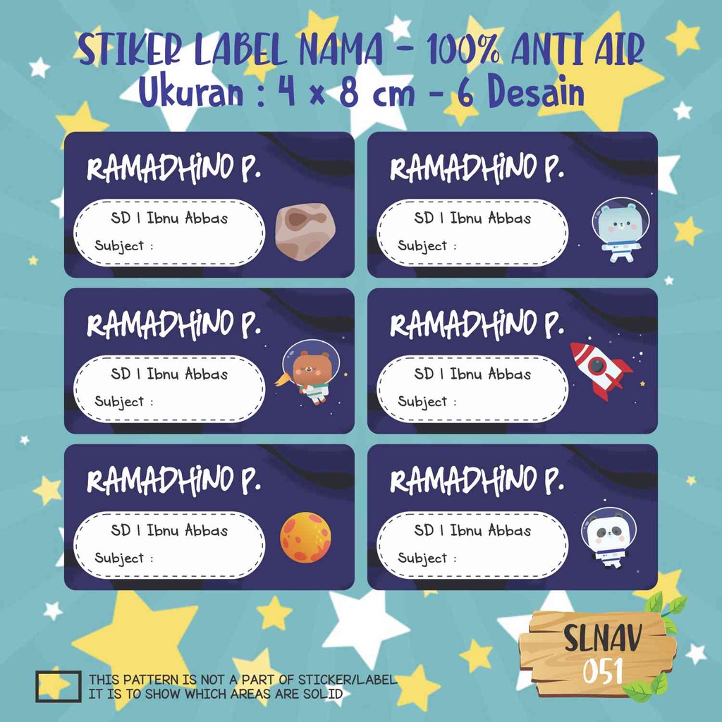 

sticker label nama anak kartun putri cute lucu princess super hero kupu-kupu SLNAV 051