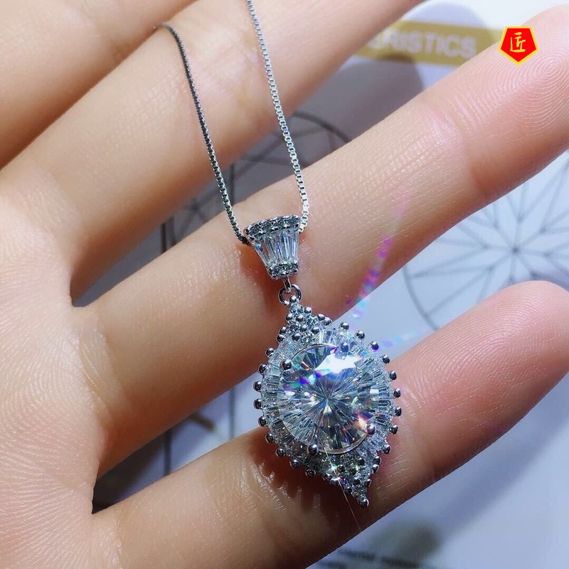 [Ready Stock]3 Karat Moissanite Rings Pendant Set Affordable Luxury Fashion