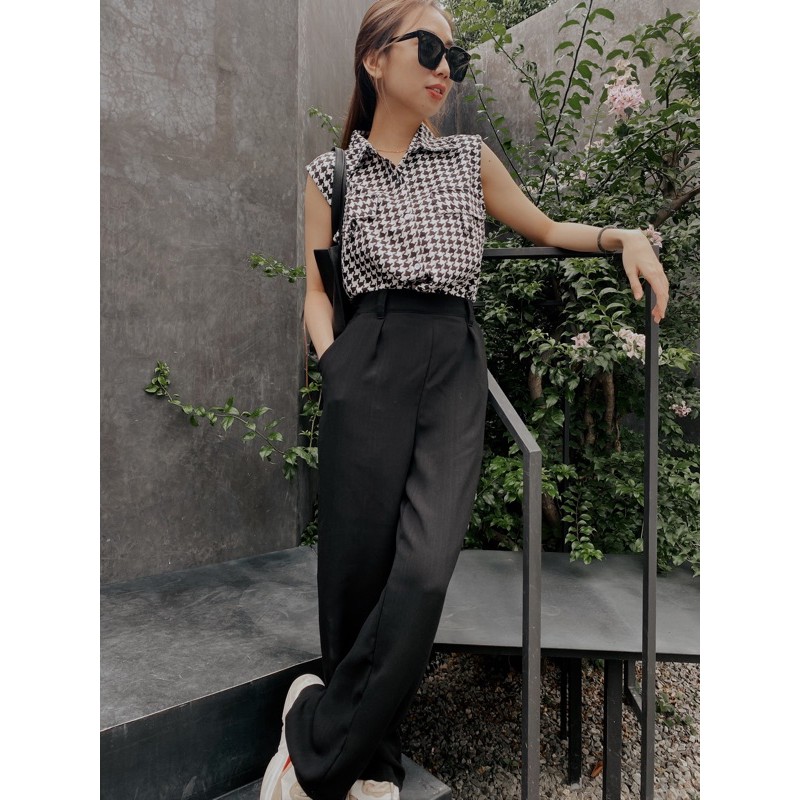 houndstooth top with pockets