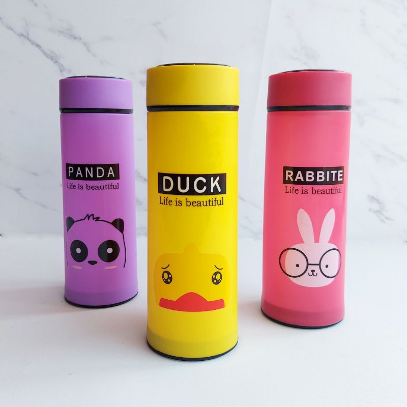 BOTOL MINUM TUMBLER KACA 400ML KARAKTER ANIMAL [SWEETSPACE]